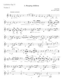 Partition violon 2, Lullabies, Op.33, Ukolébavky, Suk, Josef