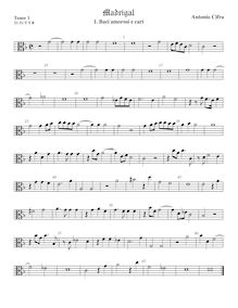 Partition ténor viole de gambe 1, alto clef, Il terzo libro de madrigali a cinque voci nuovamente composto & dato en luce par Antonio Cifra