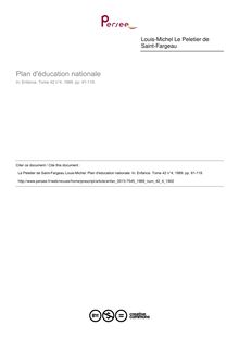 Plan d éducation nationale - article ; n°4 ; vol.42, pg 91-119
