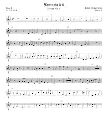 Partition viole de basse 1, octave aigu clef, Fantasia pour 6 violes de gambe, RC 74