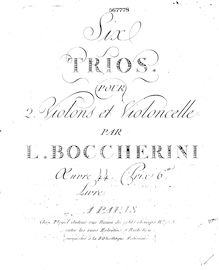 Partition violon 2, 6 corde Trios, G.113-118, C major (G.116); A major (G.118); D minor (G.117)