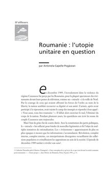 Roumanie : l utopie unitaire en question - article ; n°1 ; vol.6, pg 101-120