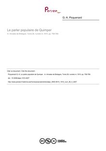 Le parler populaire de Quimper  - article ; n°4 ; vol.26, pg 758-769