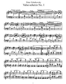 Partition complète, Valse-scherzo, Вальс-скерцо, A major, Tchaikovsky, Pyotr