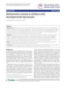 Mathematics anxiety in children with developmental dyscalculia