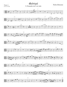 Partition ténor viole de gambe 1, alto clef, madrigaux, Rimonte, Pedro par Pedro Rimonte