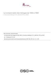 La consommation des ménages de 1959 à 1968 - article ; n°1 ; vol.14, pg 58-59