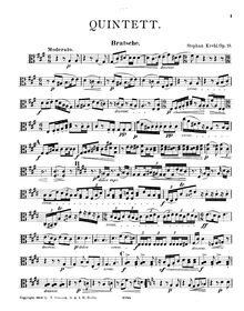 Partition viole de gambe, quintette pour clarinette et cordes, Op.19
