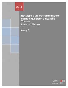 Esquisse d un programme socio-économique pour la nouvelle Tunisie
