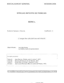 Français 2006 Littéraire Baccalauréat général