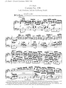 Partition complète, Lass, Fürstin, lass noch einen Strahl, Trauerode auf der Konigin Christiane Eberhardine par Johann Sebastian Bach
