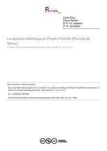 La sépulture néolithique du Préyat à Floreffe (Province de Namur) - article ; n°7 ; vol.82, pg 211-213