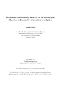 eCompetence development measures for faculty in higher education [Elektronische Ressource] : a comparative international investigation / vorgelegt von Dirk Schneckenberg