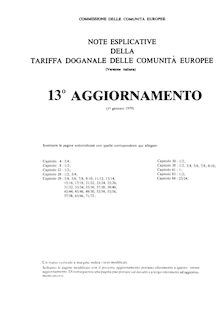 Note esplicative della tariffa doganale delle Comunità europee - 13 Aggiornamento