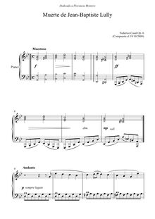 Partition complète, Death of Jean-Baptiste Lully, Op.6, Casal, Federico Alberto