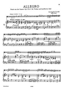 Partition , Allegro - partition complète, 12 violon sonates, Op.5
