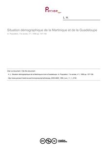 Situation démographique de la Martinique et de la Guadeloupe - article ; n°1 ; vol.11, pg 157-158