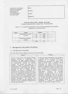 Gestion de projets 2004 Ingénierie et Management de Process Université de Technologie de Belfort Montbéliard