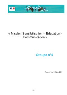 Grenelle de la mer - Rapport du comité opérationnel Mission Sensibilisation - Education - Communication