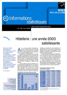 Hôtellerie : une année 2003 satisfaisante