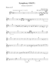 Partition cor, Symphony No.18, B-flat major, Rondeau, Michel par Michel Rondeau
