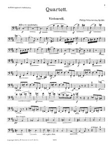 Partition violoncelle, corde quatuor No.2, Op.120, String Quartet No.2 in D Major, Op.120