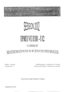 Corrige BACPRO BAT GESTION Mathematiques et sciences physiques 2002