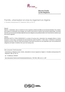 Famille, urbanisation et crise du logement en Algérie - article ; n°1 ; vol.3, pg 95-115