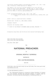 The National Preacher, Vol. 2 No. 7 Dec. 1827 - Or Original Monthly Sermons from Living Ministers, Sermons XXVI. and - XXVII.