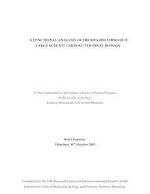 A functional analysis of the RNA polymerase II large subunit carboxy-terminal domain [Elektronische Ressource] / Rob Chapman