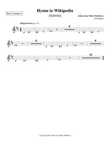 Partition basse trompette 2 (en C), Hymn to Wikipedia, D major, Matthews, John-Luke Mark