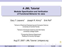 A JML Tutorial - Modular Specification and Verification of ...