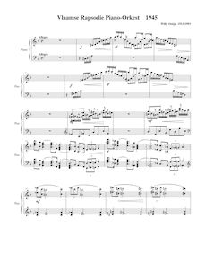 Partition Piano solo, Vlaamse rapsodie piano en orkest, Ostijn, Willy