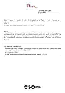 Documents préhistoriques de la grotte du Roc du Midi (Blandas, Gard) - article ; n°7 ; vol.71, pg 203-209