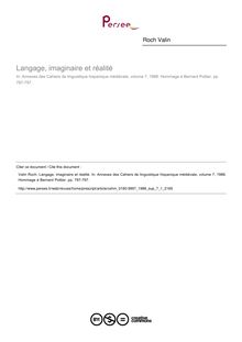Langage, imaginaire et réalité - article ; n°1 ; vol.7, pg 787-797