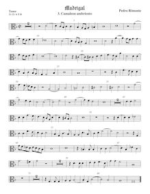 Partition ténor viole de gambe 2, alto clef, madrigaux, Rimonte, Pedro