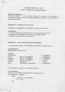 Théorie de la programmation - TDA et structures de données 1999 Génie Informatique Université de Technologie de Belfort Montbéliard