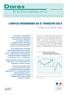 DARES : L’emploi intérimaire au 2e trimestre 2013