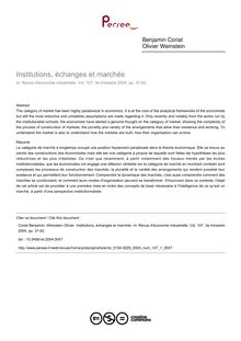 Institutions, échanges et marchés - article ; n°1 ; vol.107, pg 37-62