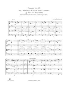 Partition , Presto, corde quatuor No.13, Op.130, B♭ major, Beethoven, Ludwig van