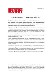 Pierre Rabadan : " Retrouver la H Cup"