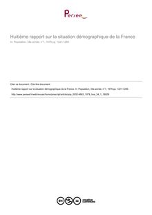 Huitième rapport sur la situation démographique de la France - article ; n°1 ; vol.34, pg 1221-1289