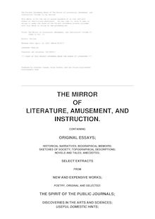 The Mirror of Literature, Amusement, and Instruction - Volume 13 — Index to Volume 13