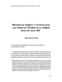 NOCIONES DE POBREZA Y POLÍTICAS HACIA LOS POBRES EN TUCUMÁN EN LA PRIMERA MITAD DEL SIGLO XIX