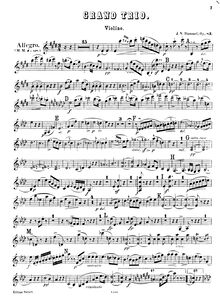 Partition violon, Piano Trio, Op.83, Hummel, Johann Nepomuk
