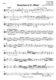 Partition viole de gambe, Overture en G minor, G Minor, Bruckner, Anton