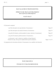 BACCALAURÉAT PROFESSIONNEL  ÉPREUVE DE TRAVAUX PRATIQUES  DE SCIENCES PHYSIQUES  SUJET EII.13