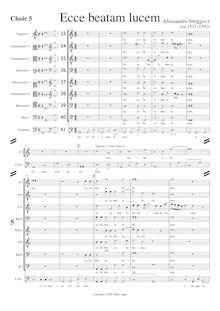 Partition chœur 5 vocal score, Ecce beatam lucem à 40, Ecco sì beato giorno (?)