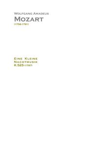 Partition complète, Eine kleine Nachtmusik, A Little Night Music ; Serenade No.13 par Wolfgang Amadeus Mozart