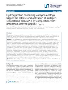 Hydroxyproline-containing collagen analogs trigger the release and activation of collagen-sequestered proMMP-2 by competition with prodomain-derived peptide P33-42